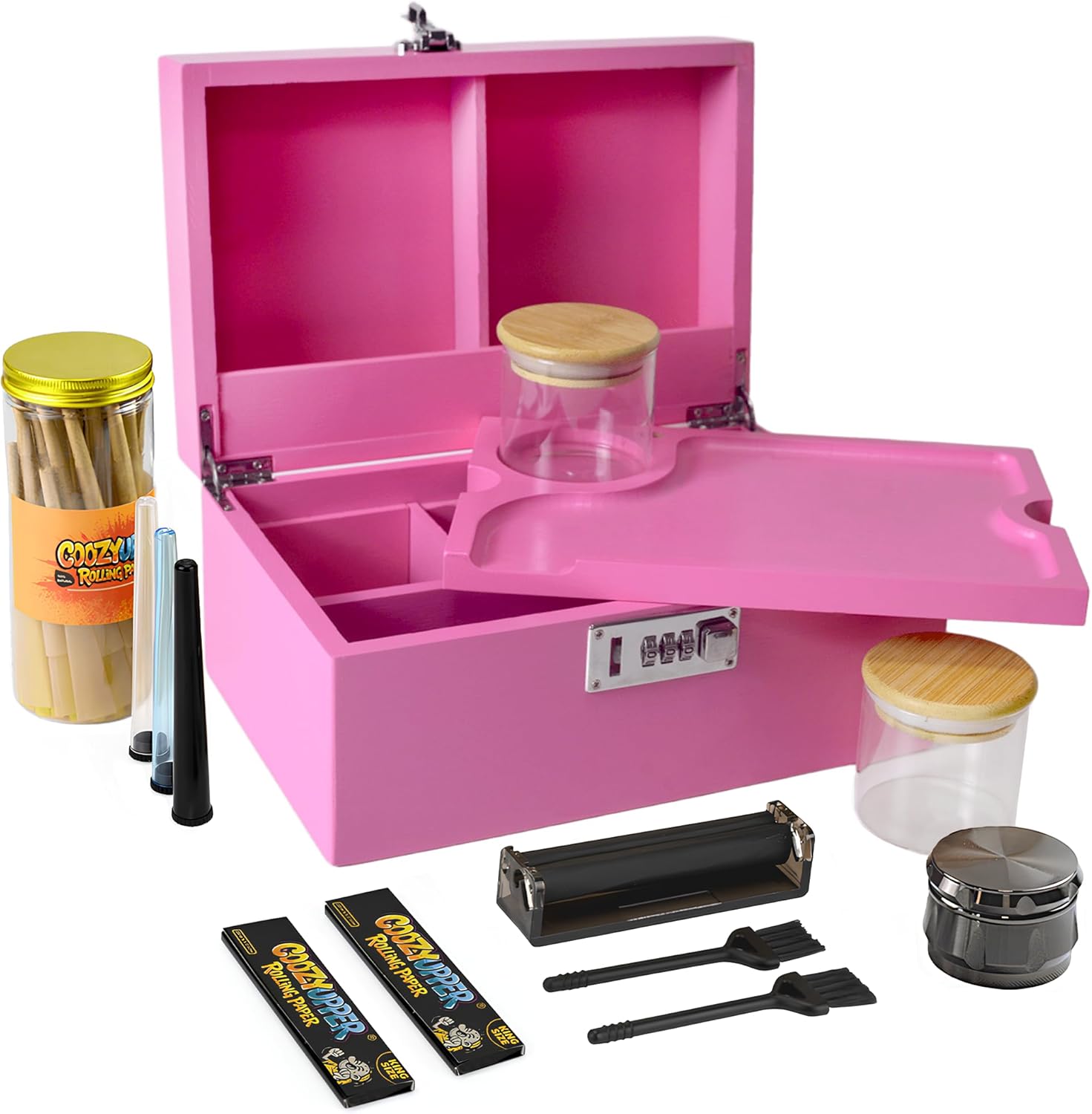 Large Bamboo Storage Box with Removable Tray for Organization