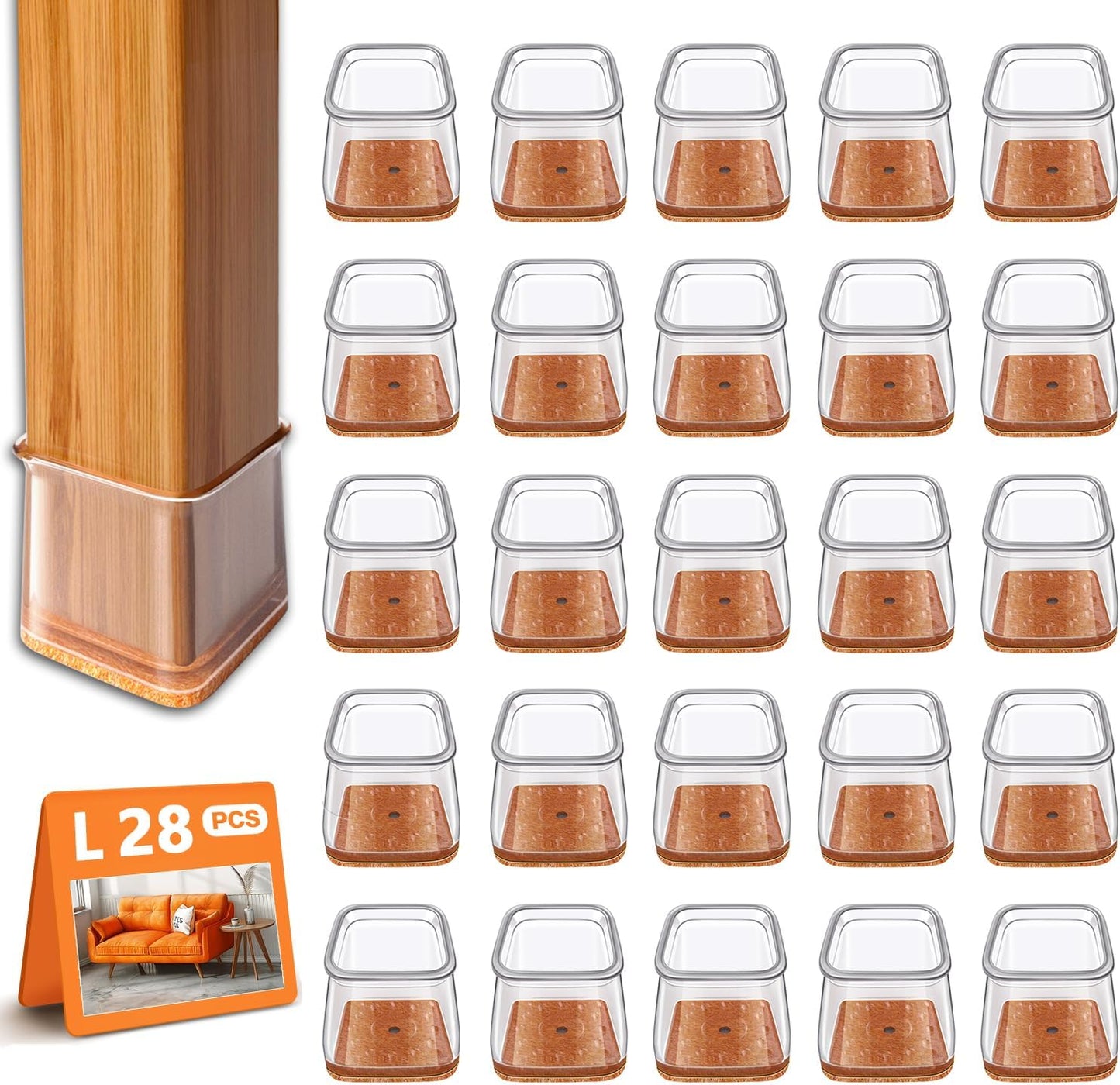TOMHUA 28Pcs Chair Leg Floor Protectors - Protect Hardwood Floors from Scratches!