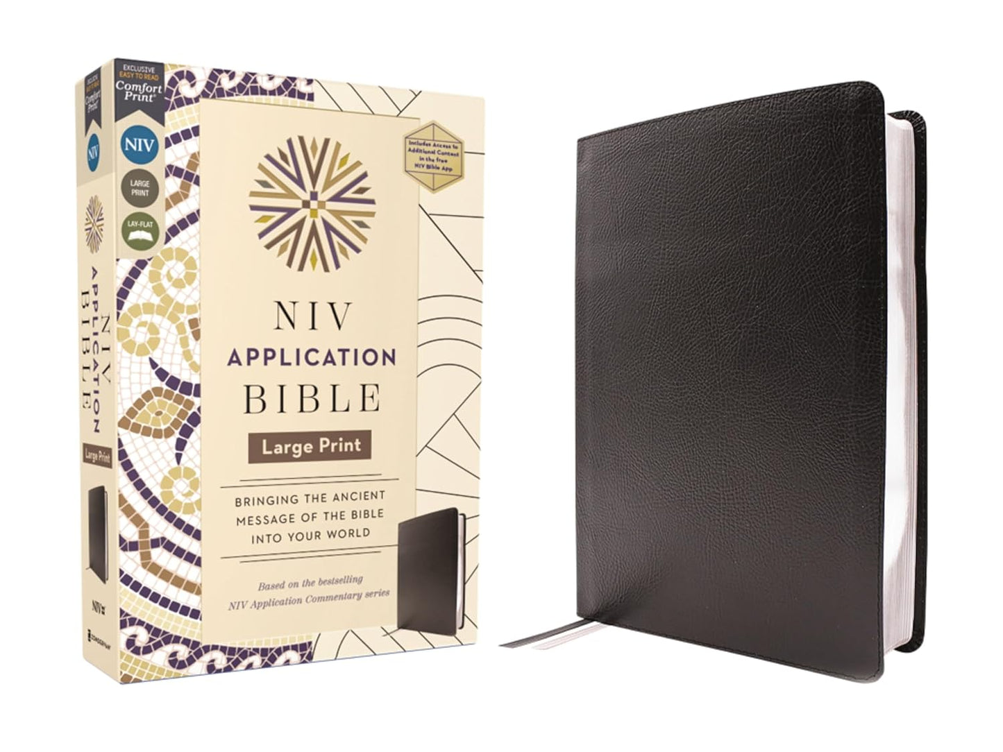 NIV Application Bible Large Print European Bonded Leather Black