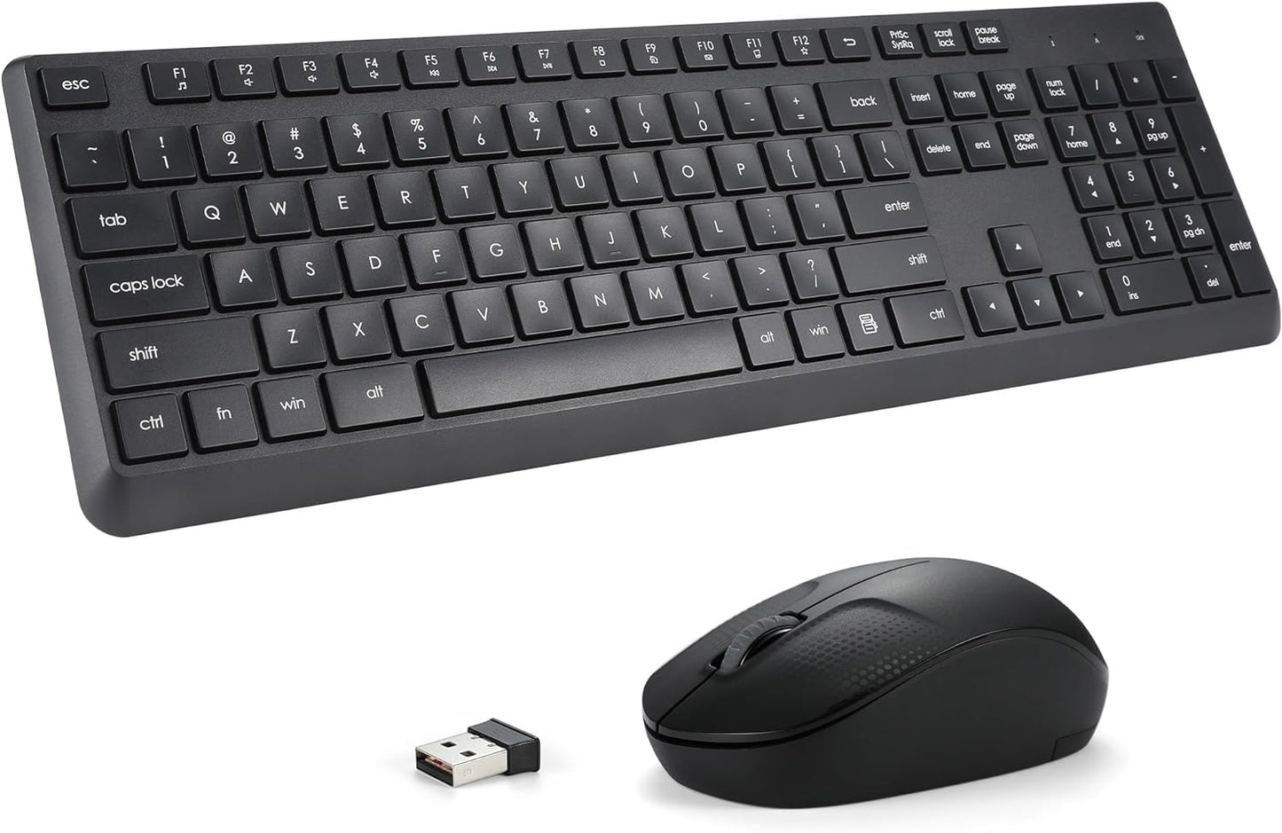 Tayderley Wireless Keyboard & Mouse Combo - Full-Sized, Cordless, Silent