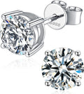 18K White Gold Plated Moissanite Stud Earrings for Elegant Women