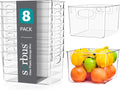 Clear Plastic Storage Bins for Shelves and Closet - 8 Pack