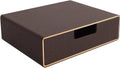 Stackable Organizer Drawer Classic Brown PU Leather - Desk File Caddy