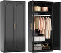 Metal Armoire Wardrobe Closet with Doors and Shelves - Sturdy 71in