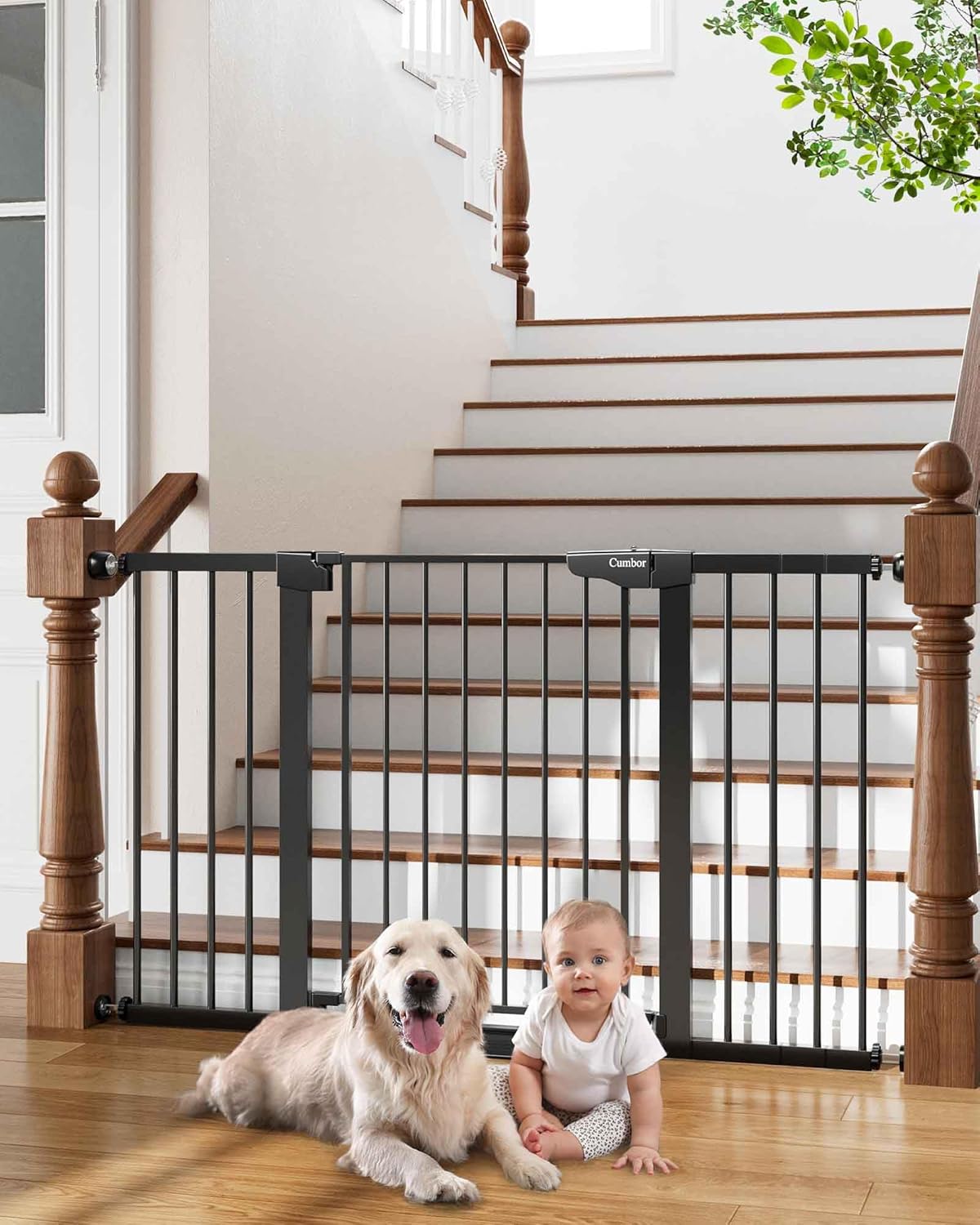 Cumbor Wide Baby Gate for Stairs - Safe, Easy, and Stylish