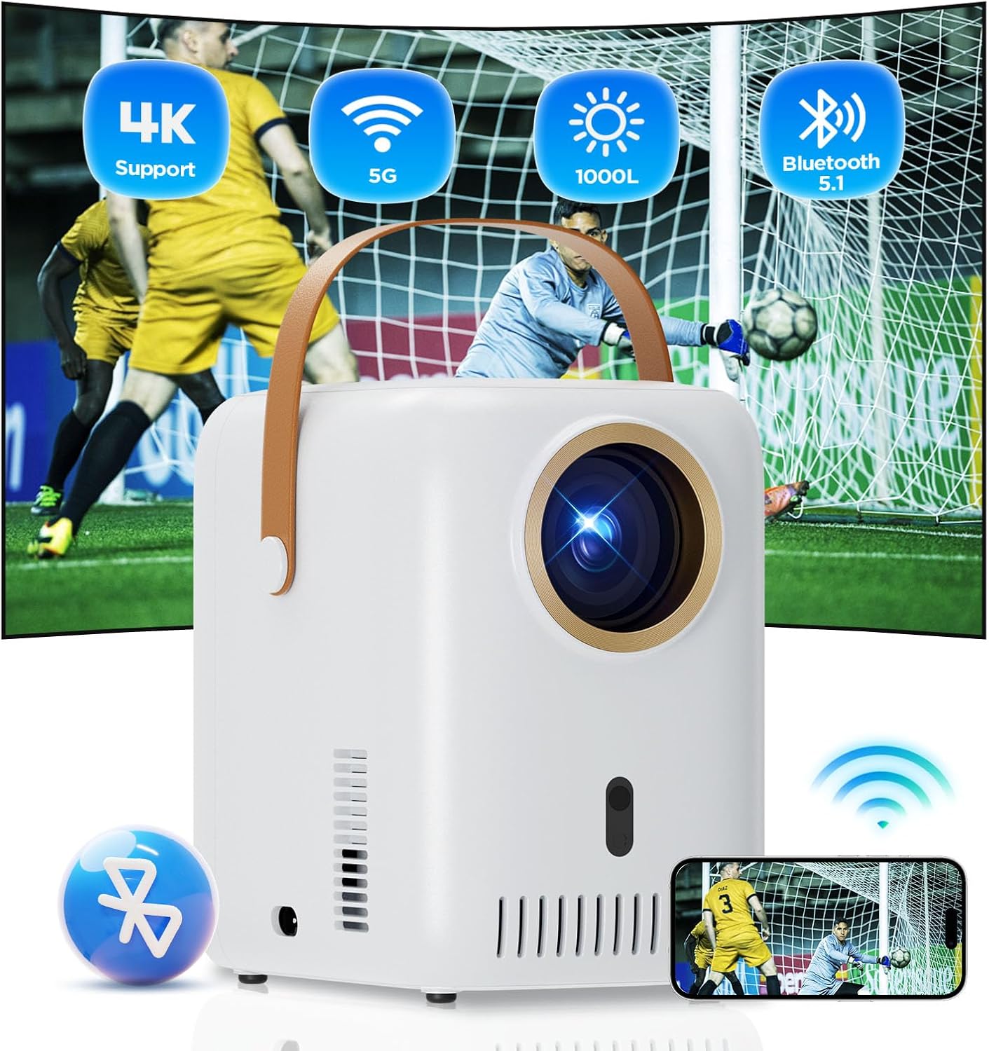 12000 Lumens Smart Projector - 4K Support, Auto Focus