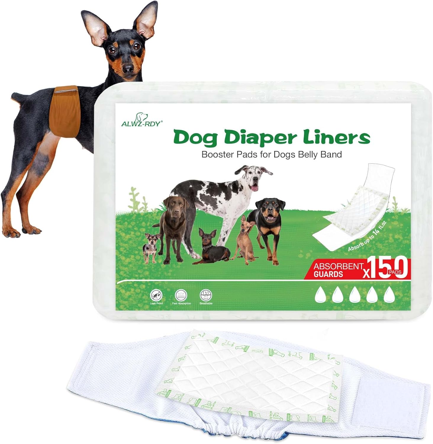 Super Absorbent Dog Diaper Liners: ALWZ-RDY