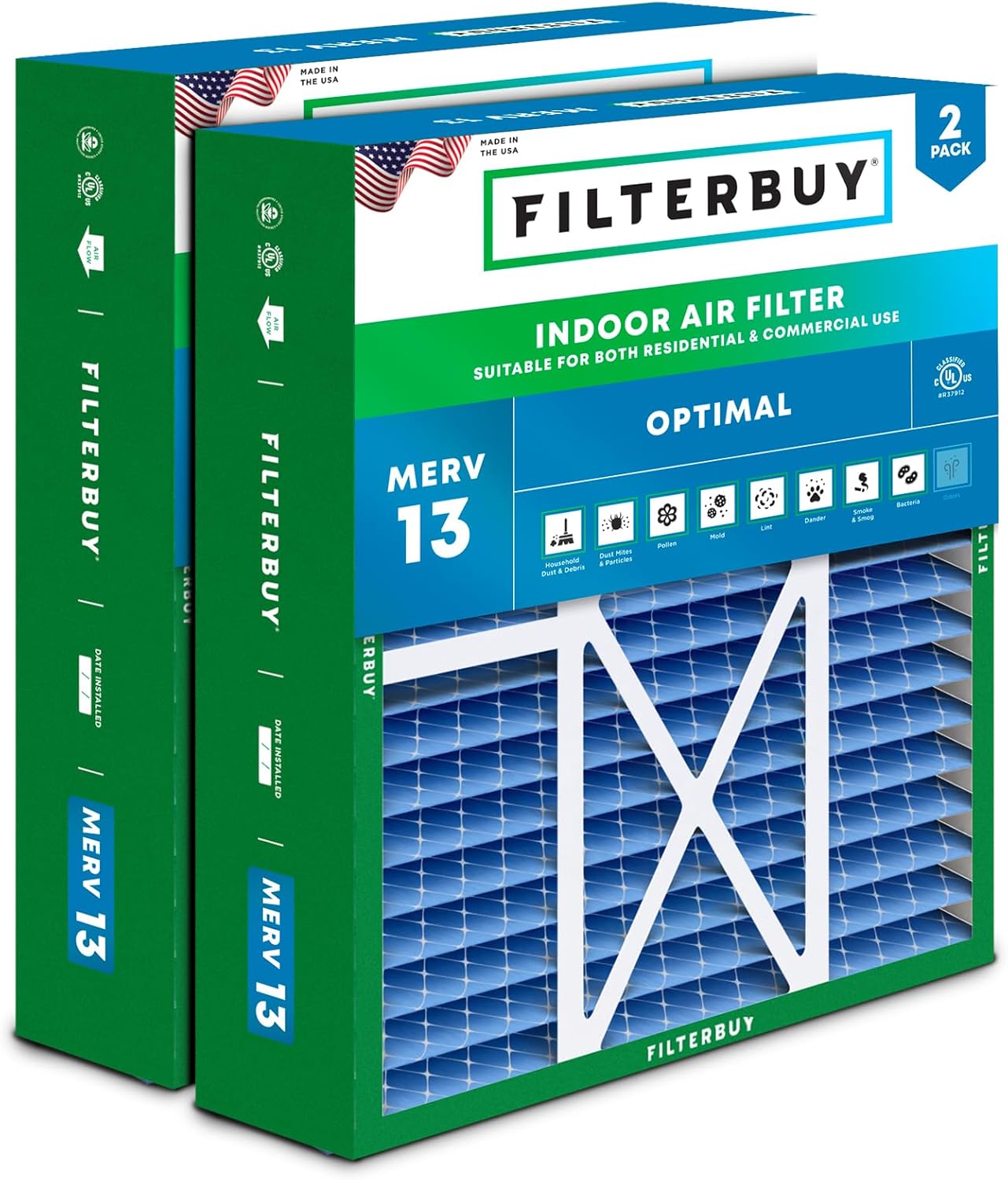 Filterbuy 20x22x5 Air Filter MERV 13 for Optimal Smoke Defense