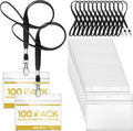 Patelai 100 Sets 6 x 4 in Badge Holder with Lanyard - Bulk ID Holders