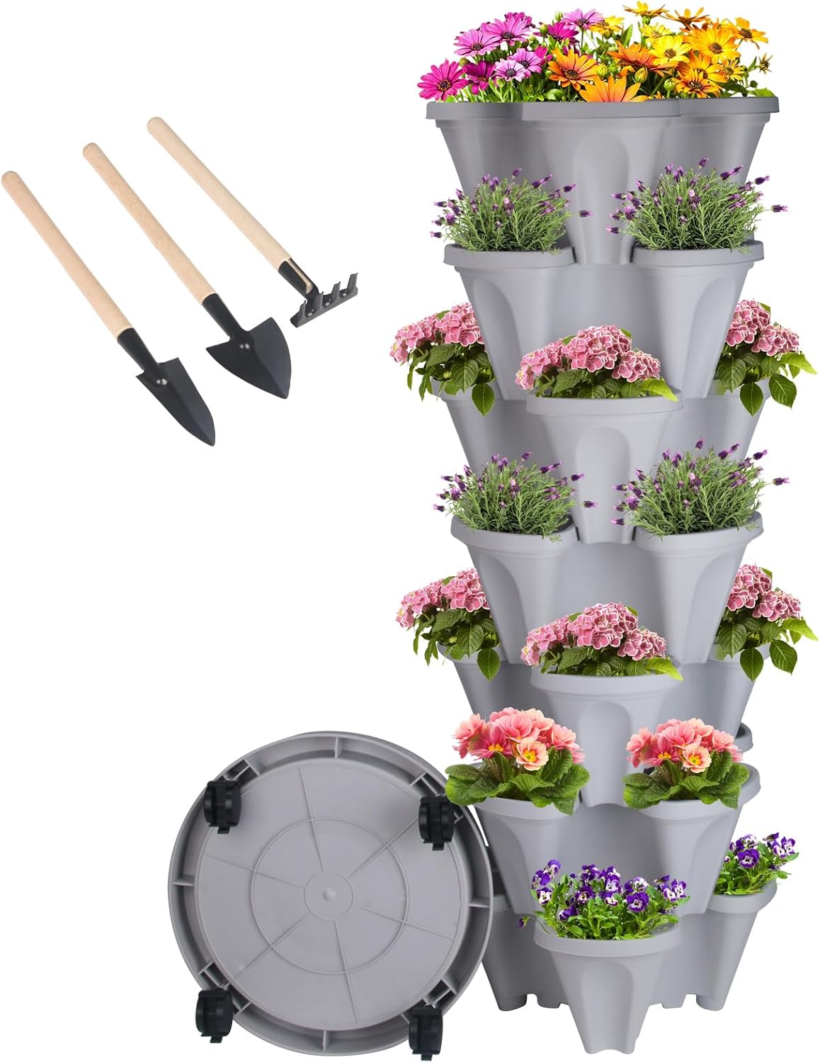 Vertical Planter 7 Tier Stackable Planters for Indoor Outdoor Use