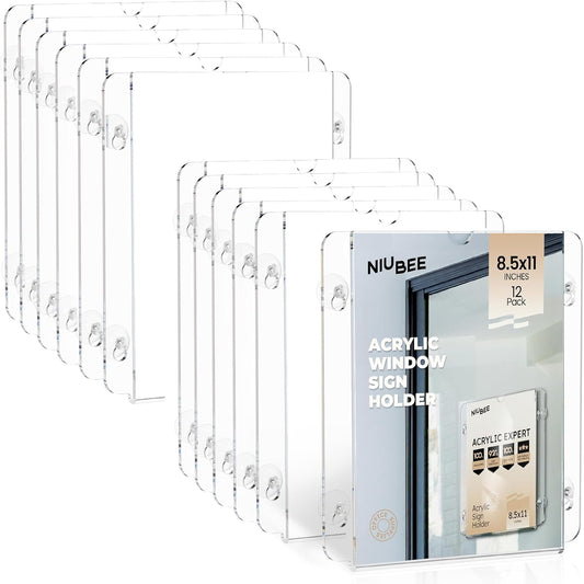 NIUBEE Acrylic Window Sign Holder with Strong Suction Cups