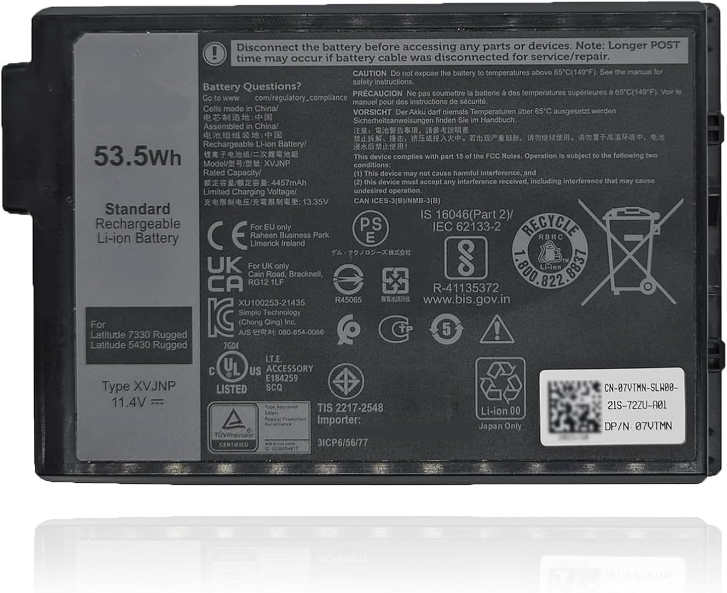 XVJNP Laptop Battery for Dell Latitude 5430 7330 Rugged Series