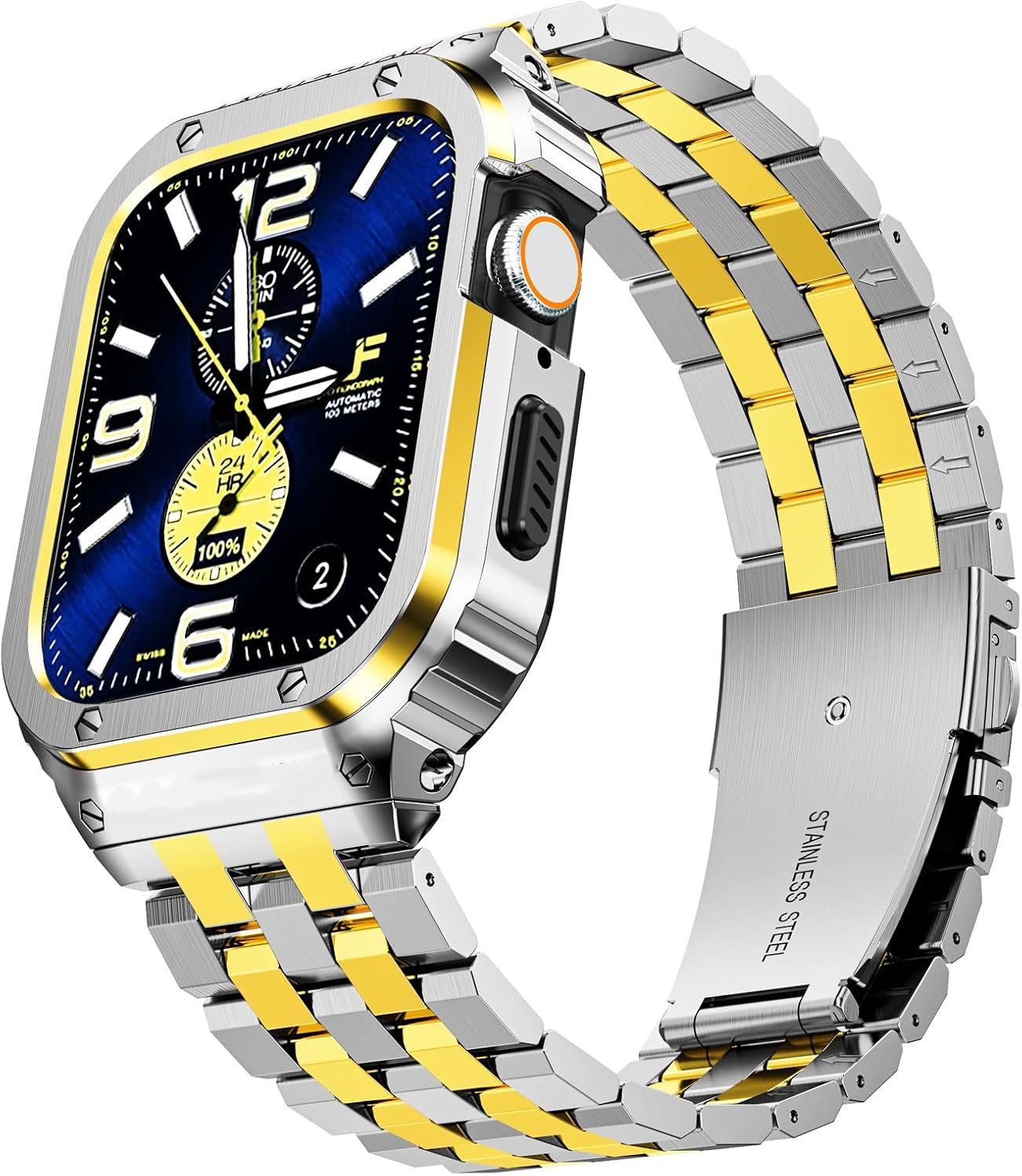 SUPLINK Stainless Steel Case Bands for Men Apple Watch 38mm 40mm