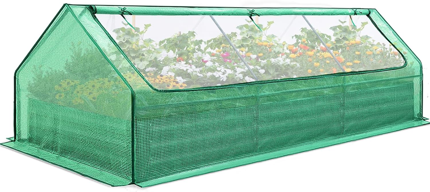 Quictent Raised Garden Bed for Vegetables with Cover 8x4x1 ft