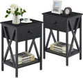 VECELO Nightstands Set of 2 - Modern Industrial Bedside Tables