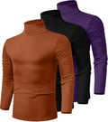 Ficerd 3 Pack Men's Turtleneck Shirts - Slim Fit Basics