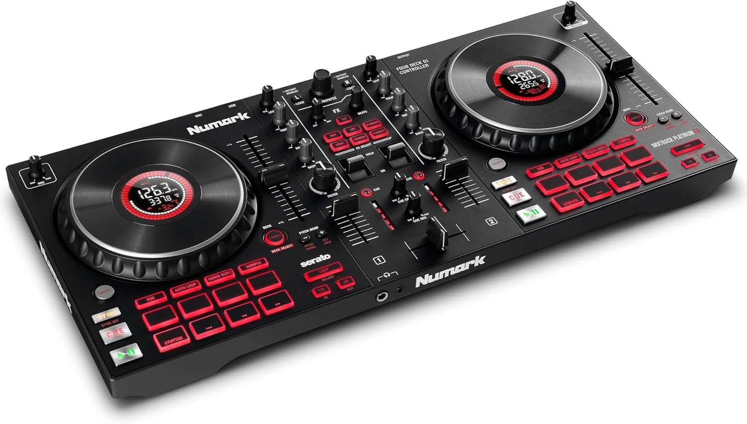 Numark Mixtrack Platinum FX DJ Controller with Jog Wheel Displays
