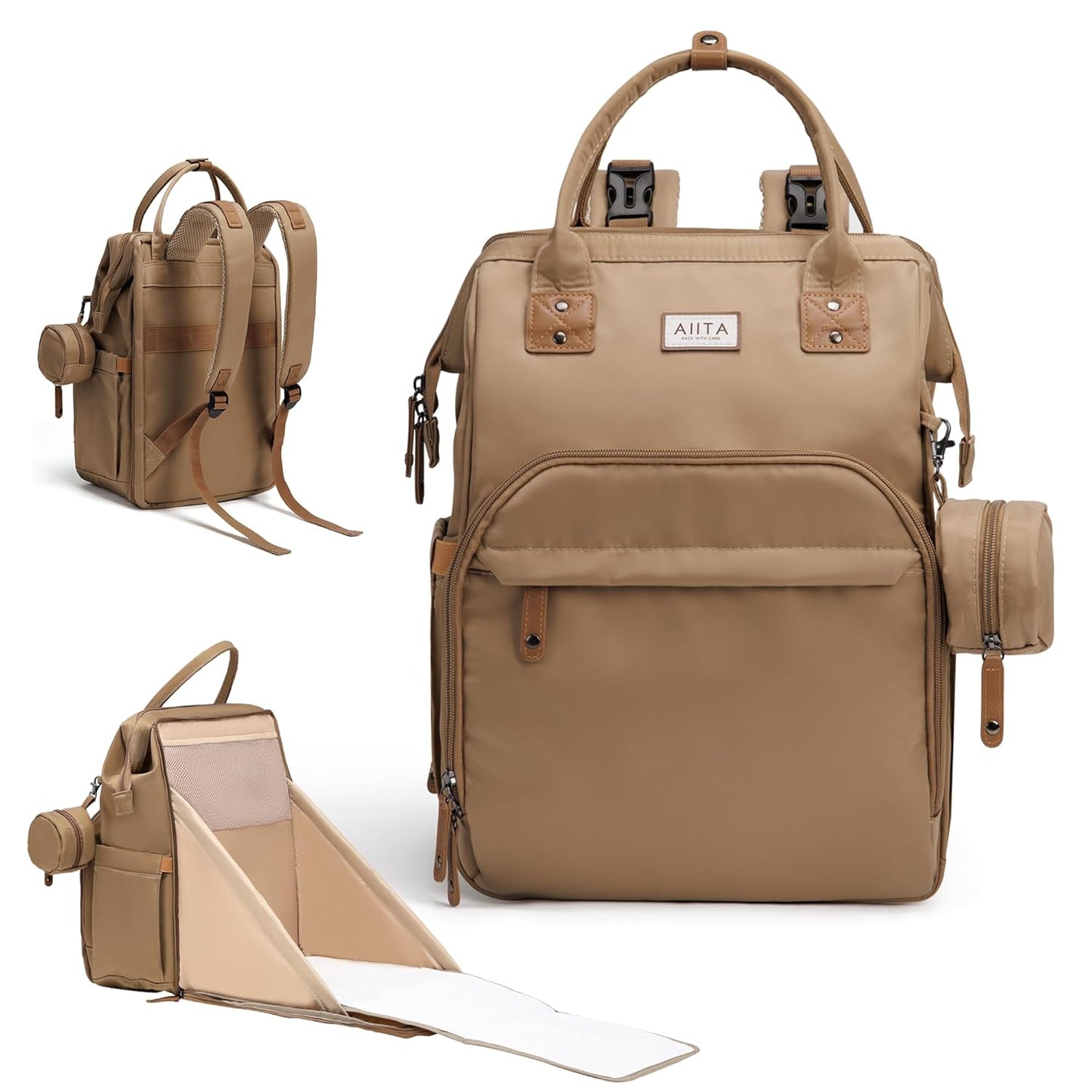 Diaper Bag Backpack with Changing Station for Stylish Parents