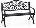 Outdoor Garden Bench 50in Patio Park Bench - Cast Iron Floral Backrest