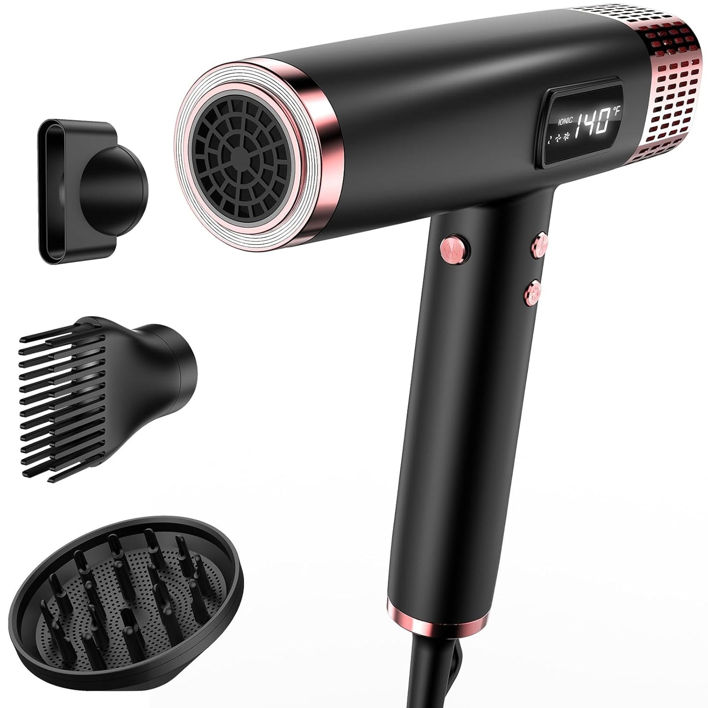 Dual Voltage Ionic Hair Dryer with Diffuser for Fast Drying