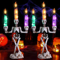 MEETYAMOR Skull Halloween Candelabras Set of 2 - LED Timer Candles