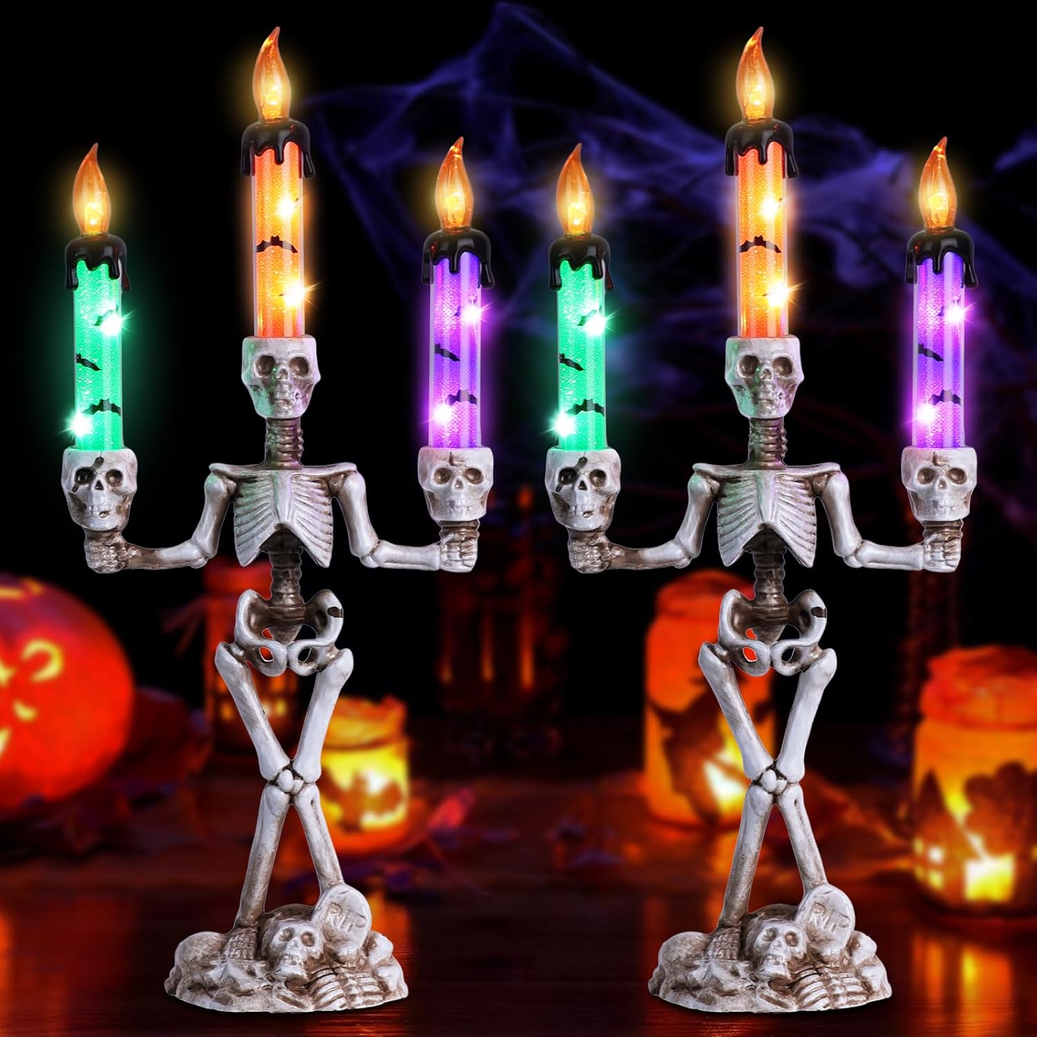Skull Halloween Candelabra Decorations for Spooky Parties