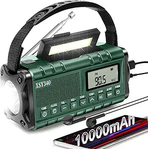 Auto NOAA Emergency Weather Radio with 10000mAh Battery Power