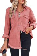 Zilcremo Women Denim Shirt Chambray Collared Button Down - Relaxed