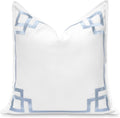 20in x 20in Baby Blue Embroidered Coastal Pillow Cover - Water