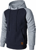Mens Sweatshirts Long Sleeve Pullover Patchwork Plaid (Style BNSD)