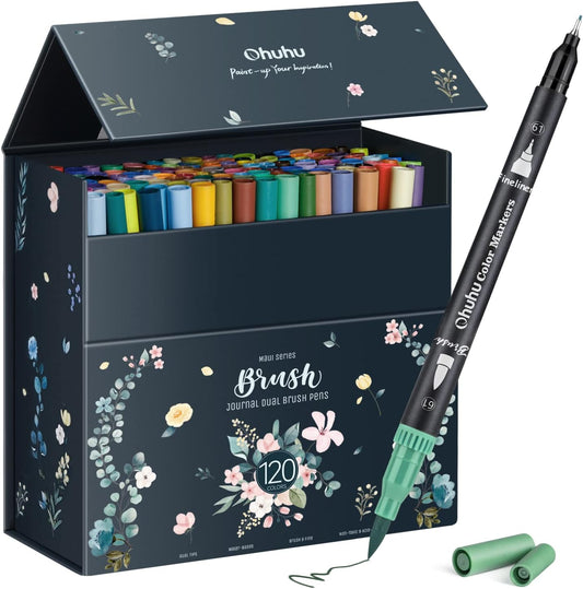 Ohuhu Markers for Adult Coloring Books with Dual Tips and 120 Colors