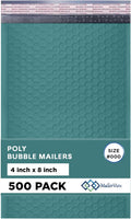 Green Small Bubble Mailers 4x8 in Padded Poly Envelopes - 500 Pack