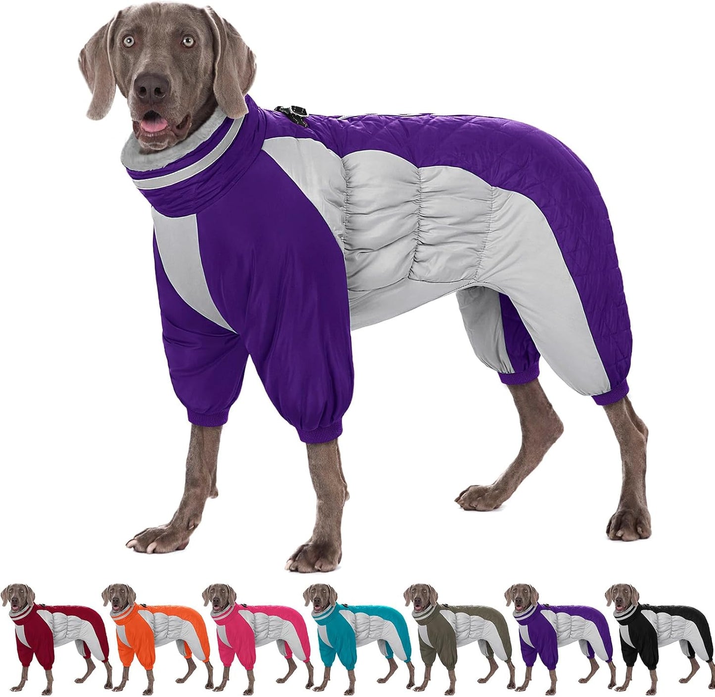 Warm Dog Puffer Jacket for Winter with Harness Built in