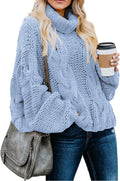 Dokotoo Womens Turtleneck Cable Knit Oversized Sweater - Cozy