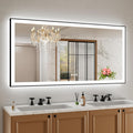 LED Bathroom Mirror 60in x 30in with Black Frame - Dual Front & Back