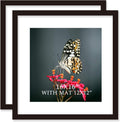 16x16 Frame Black with Mat 12x12 Solid Wood Picture Frame (2 pack)