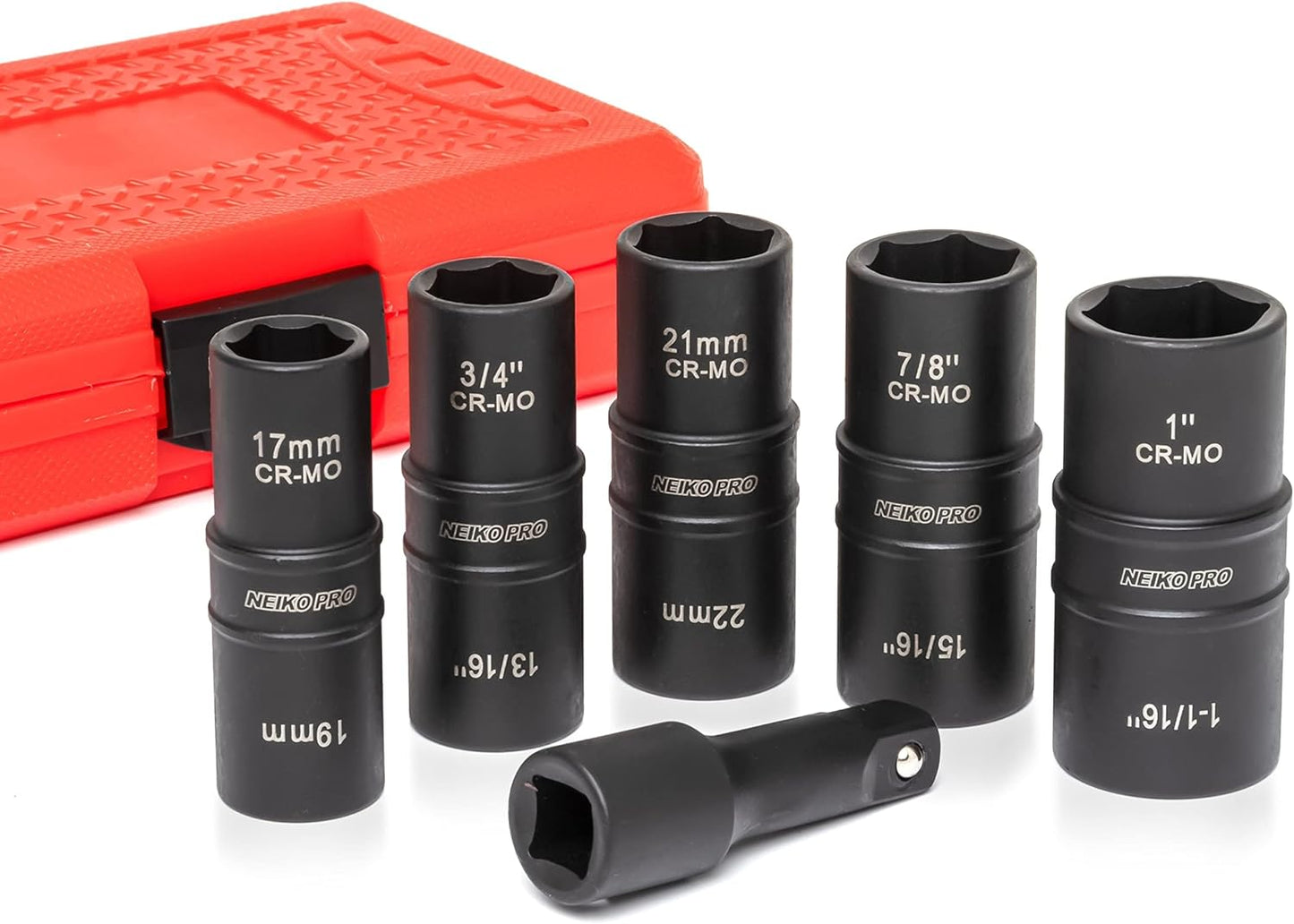 NEIKO 6-Pc Impact Socket Set for Tire Lug Nuts, SAE & Metric