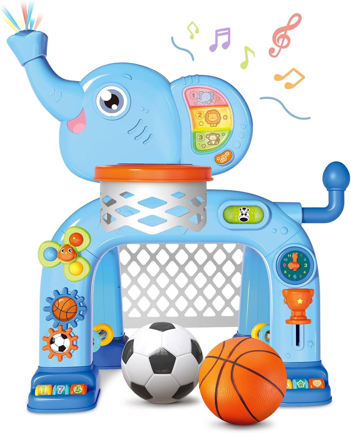 2-IN-1 Toddler Basketball Hoop & Soccer Goal Activity Center