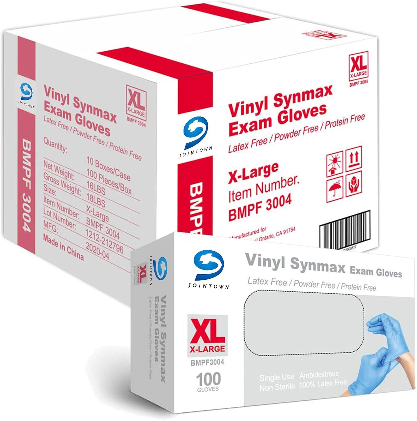 Jointown Vinyl Exam Gloves - Latex-Free & Powder-Free, X-Large