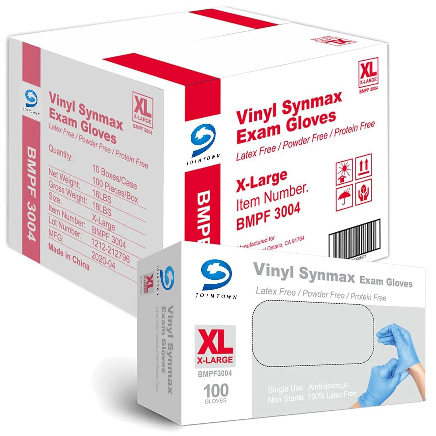 Latex-Free Vinyl Exam Gloves XL - Case of 1000