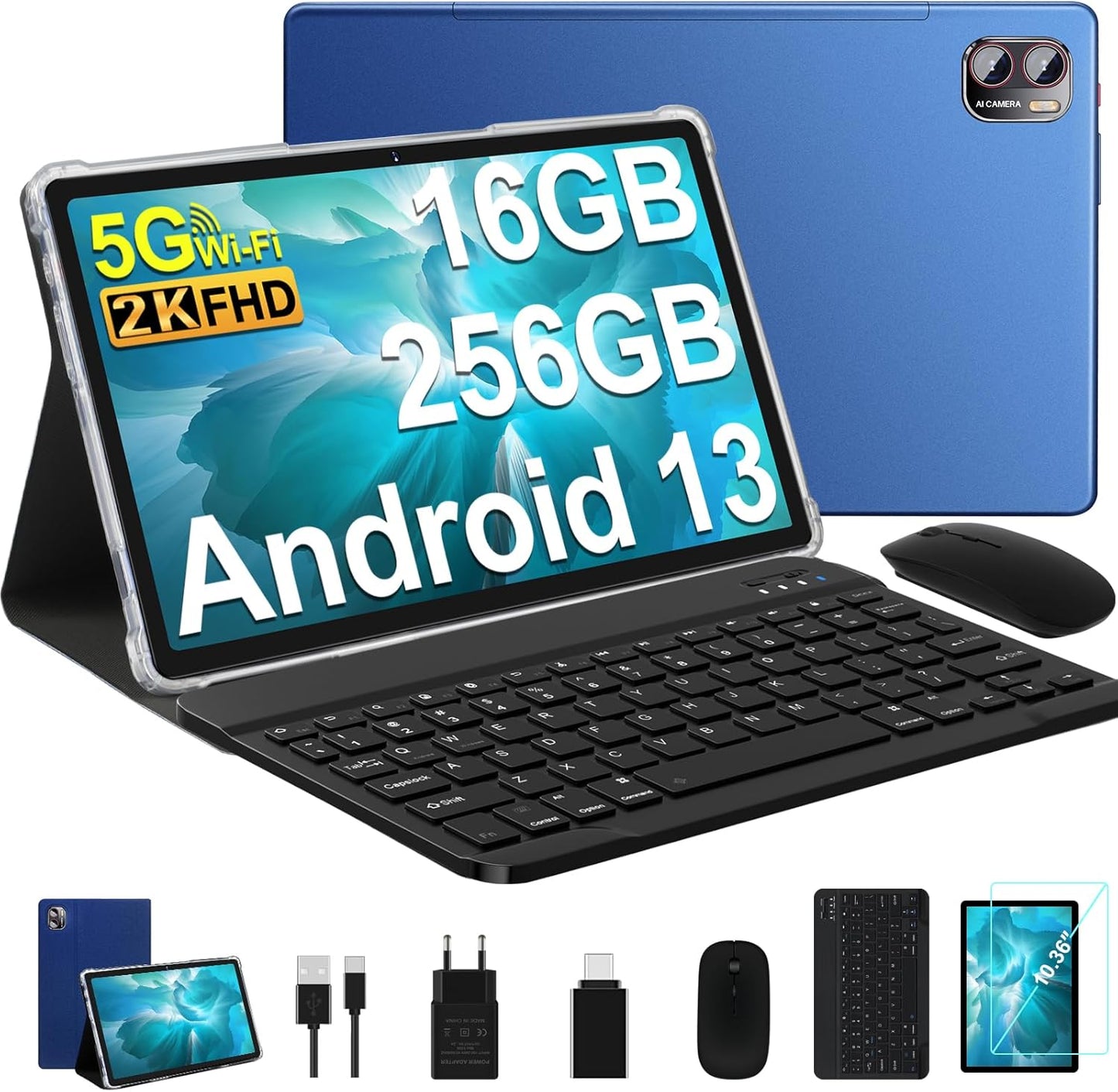 2K Screen Tablet with 16GB RAM and 256GB Storage for All Needs