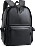 Leather Backpack for Men Black Large Backpack Fit 15.6in Laptop