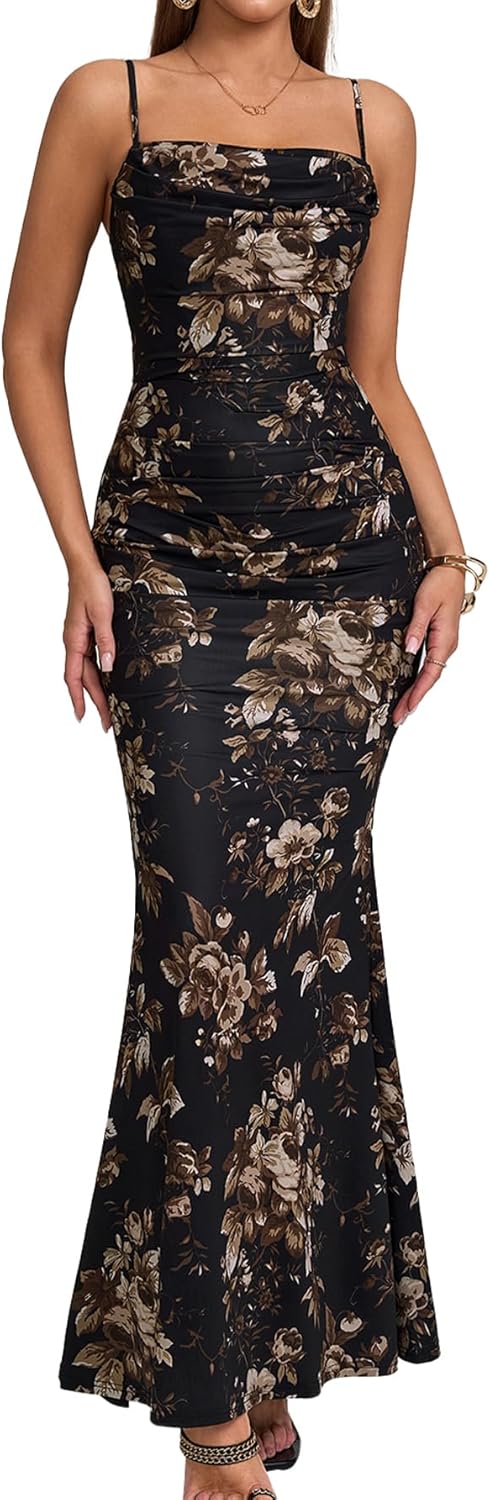 EYNMIN Women's Sleeveless Bodycon Corset Maxi Dress for Elegance