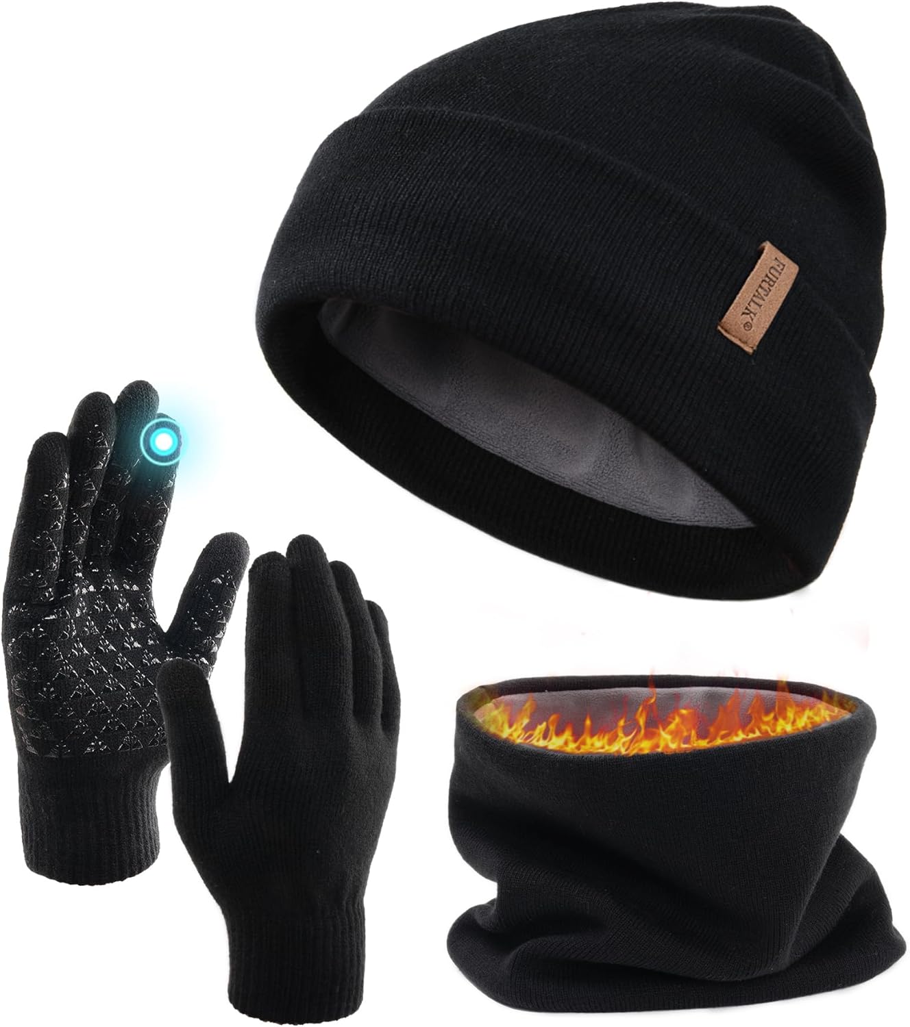 FURTALK 3-Piece Winter Beanie Set - Stay Warm & Stylish!