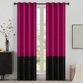 Color Block Window Curtains Panels 72 in Hot Pink Black - Velvet