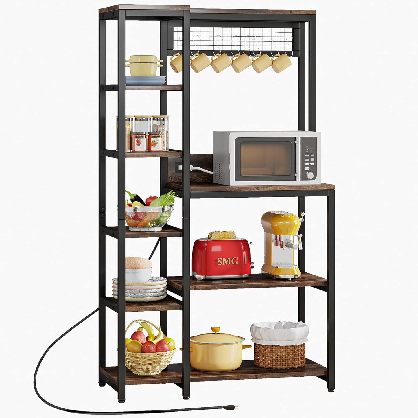 LITTLE TREE Kitchen Bakers Rack with Power Outlets - Organize & Power Up!