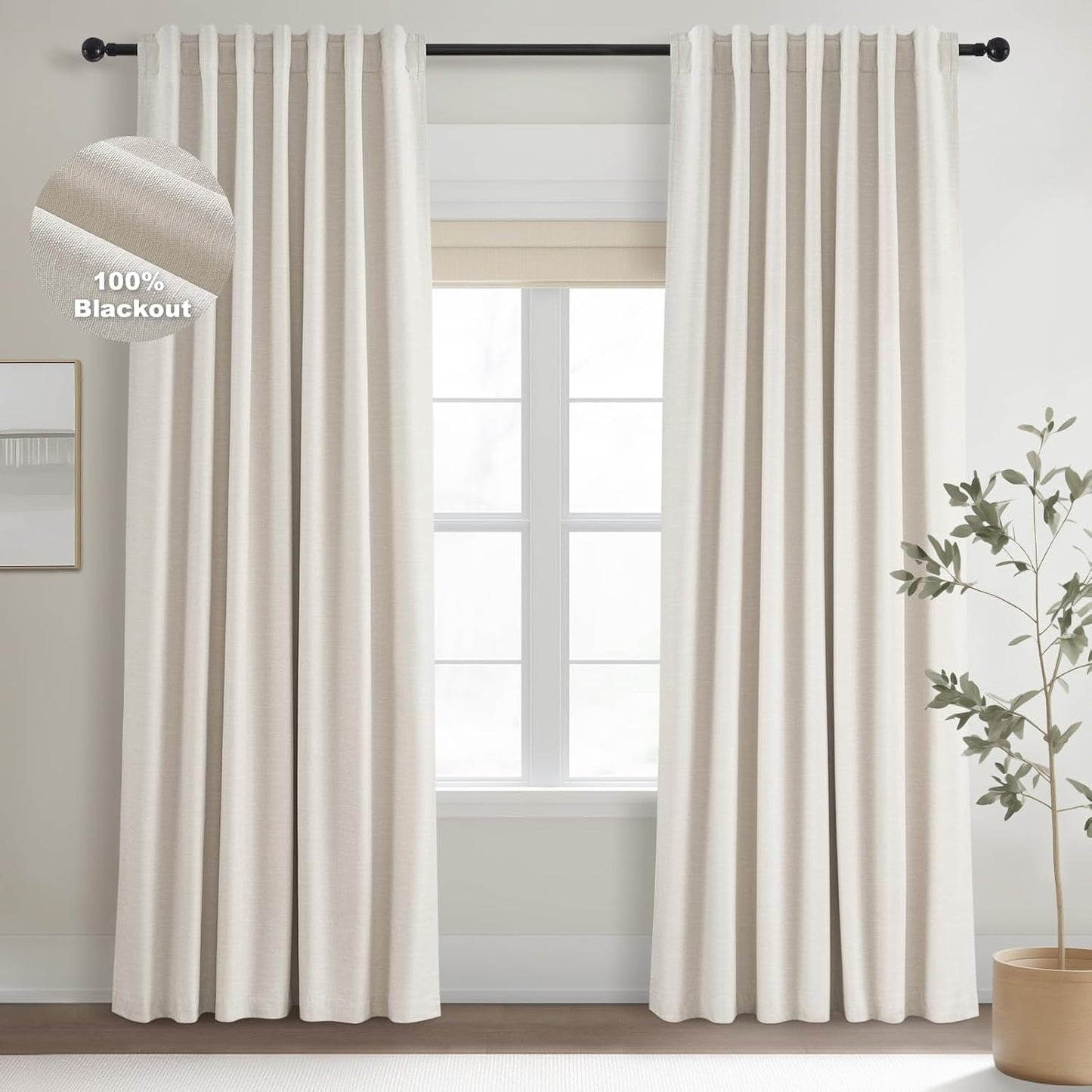 Topfinel Off-white Blackout Curtains for Small Windows 52in X 63