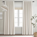 Cream Linen Blackout Curtains 84 in - Full Blackout Privacy Drapes
