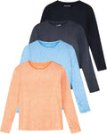 Women's UPF 50+ 4 Pack Sun Shirts - Long Sleeve Quick Dry Active Tops
