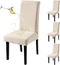 Waterproof Dining Chair Covers Parsons Slipcovers - 4 Pack Beige